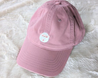 Gaboon the Snow Monkey Dad Hat - Cute Dusty Pink Macaque Baseball Cap