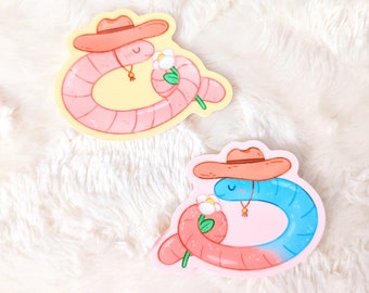 Sweet Worms - Cute Earth and Gummy Worms - Waterproof Vinyl Stickers