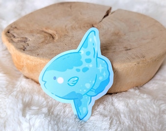 Mola Mola - Cute Blue Sunfish - Kawaii Waterproof Vinyl Stickers