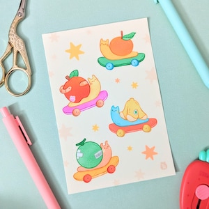 Fruits escargots de course - Stickers escargots de skateboard Kawaii - Stickers mats imperméables aux UV