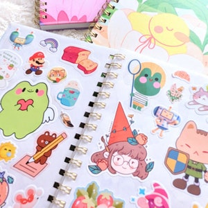 Character Collage Sticker Book Hardcover Cute Artwork Sticker Album Reusable Sticker Collecting Book with Peel Back Pages image 7