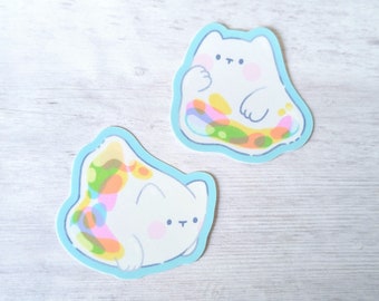 Bubble Ghost Cats - Cute Dreamy Bubble Characters - Waterproof Vinyl Stickers