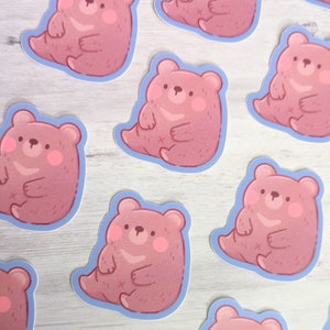 Sitting Bear Cute Bear Cub Character Waterproof Vinyl Stickers image 1