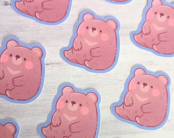 Sitting Bear - Cute Bear Cub Character - Waterproof Vinyl Stickers