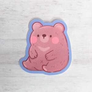 Sitting Bear Cute Bear Cub Character Waterproof Vinyl Stickers image 2
