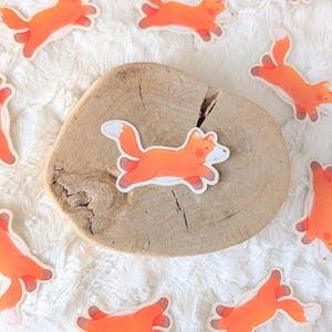 Renard bondissant - Renard des bois orange mignon - Stickers vinyle imperméables kawaii