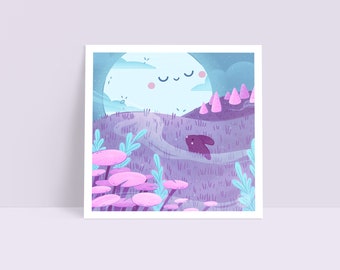 By the Moon - Gazing Rabbit Art Print