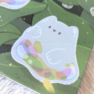 Wild Bubbles Stickerboek Hardcover Bubble Ghost Cats Stickeralbum Herbruikbaar stickerverzamelboek met afpelbare achterpagina's afbeelding 3