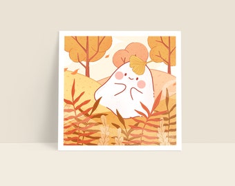Ginko Leaf Ghost - Little Ghost Art Print