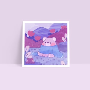 Favourite Sweater - Bear in an Oversized Sweater Art Print