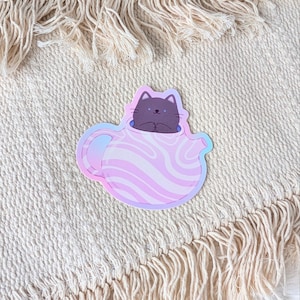 Svart katt tekanna - Teapot Travels-serien vattentäta vinylklistermärken