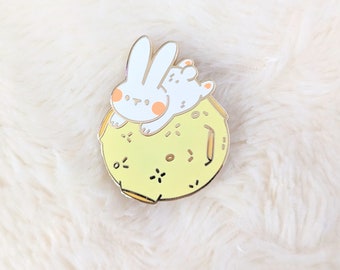 Rabbit Over the Moon - Cute Space Bunny Accessory - Enamel Pin