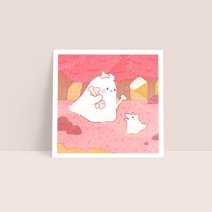 Bones and Treats - Little Ghost Art Print