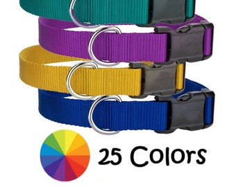 Plain Nylon Dog Collar 25 Colors 8 Sizes Simple Solid Color
