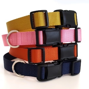 Plain Nylon Dog Collar 25 Colors 8 Sizes Simple Solid Color