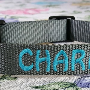 Embroidered Dog Collar, Personalized Custom, Cat, Name & Number, 25 Nylon Colors, Lots of Thread and Font Choices, Nylon Adjustable image 2