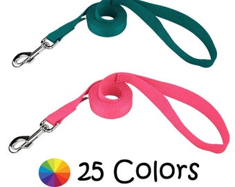 Plain Nylon Dog Leash Lead 25 Colors Many Sizes Simple Solid Leash