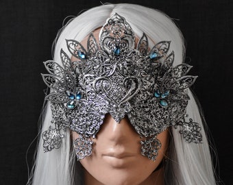 Baroque Blind Mask, Silver Gothic Mask, Fantasy Mask