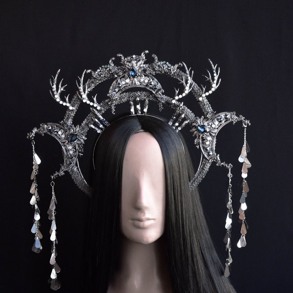 Renaissance Gothic Crown, Witch Headpiece, Gothic Wedding Tiara