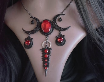 Nocturna Luna Fern Gothic Necklace, Victorian Bridal Necklace Choker