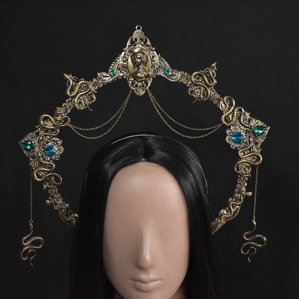 Medusa Halo Crown, Snakes Gothic Headdress, Cosplay, Occult Witch Headpiece