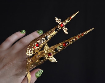 Long Claws for Two Fingers, Vampire Costume Hand Armor, Gothic, Cosplay, Wings Claws