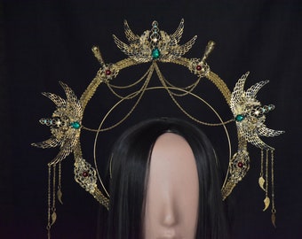 Gothic Wings Crown, Vampire Crown, Witch Pagan Headpiece