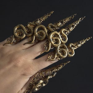 Medusa Claw Rings, Long Claws Set of 5, Witch Pagan Finger Claws, Snake Claw Rings