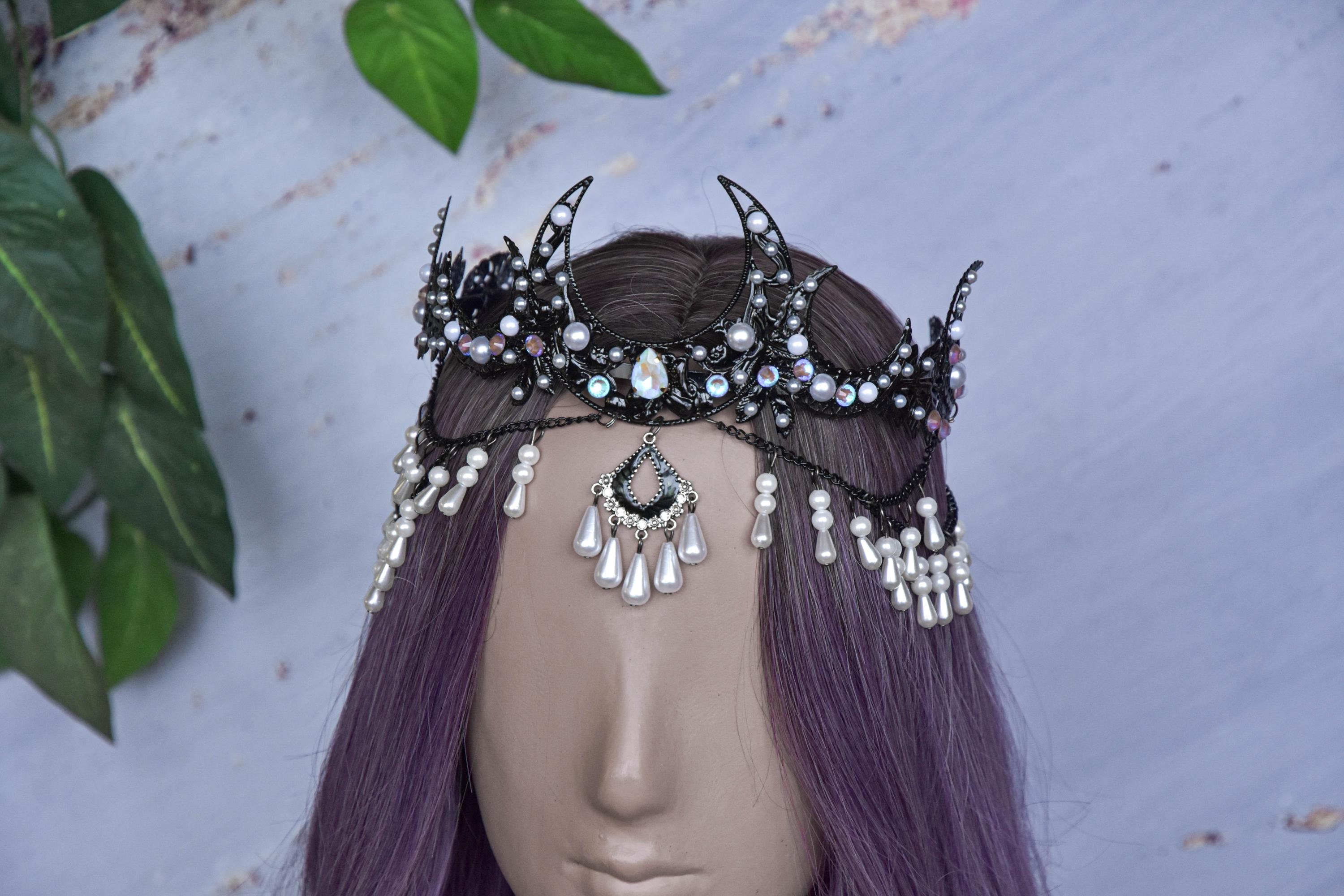 Black Lava Mermaid Tiara Crown (Handmade) Mermaid Crown - Silver Handmade Crown - Tiara - | MakerPlace  main image 2