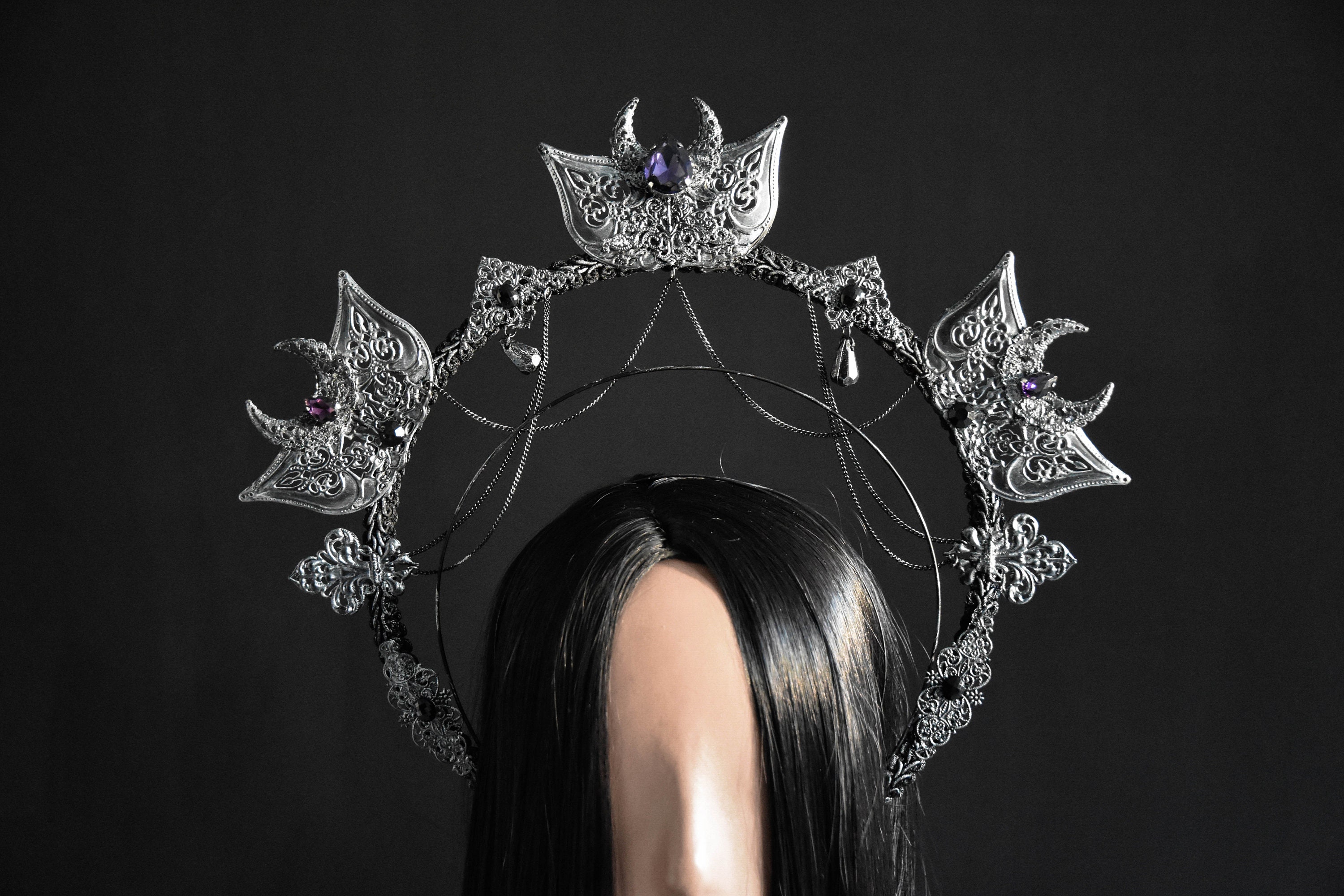 Sun Goddess Halo Crown Black Rhinestone Moon Headband Renaissance Halloween Amazon.com : NICENEEDED Stars Halo Crown Headband, Goddess  main image 4