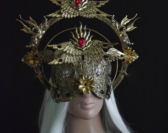 Set Ikaros Crown and Blind Mask, Wing and Sun Halo Crown, Vampire Costume