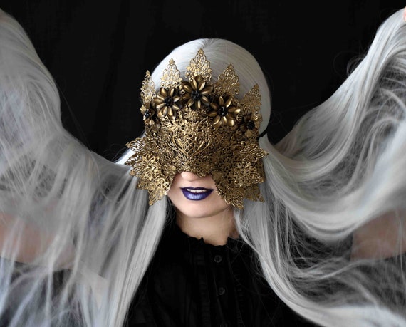 Blind Mask Gothic Mask Flowers Fantasy Mask - Etsy