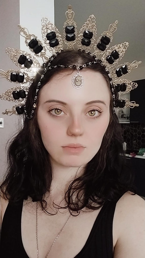 Set Corona Halo Da Dea Del Sole - Cerchietto, Collana E Orecchini, Per Cosplay, Halloween E Feste - Foto 9