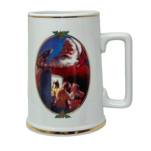 Coca-Cola Christmas 1996 Santa Claus Coffee Mug 12 oz Children Refrigerator EUC