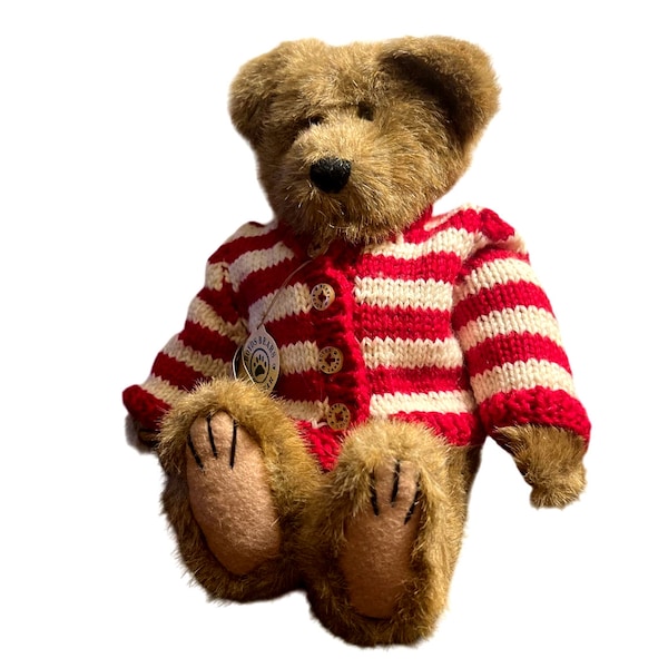 Boyds Bears - Waldo Bearsworth 1990's Jointed 12" Tall Red & White Sweater NWT