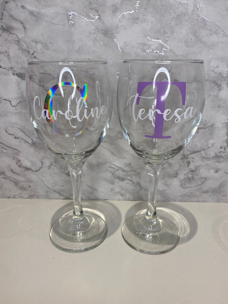 Personalised Wine Glass Initial Wine Glass Gifts for Her Etsy UK