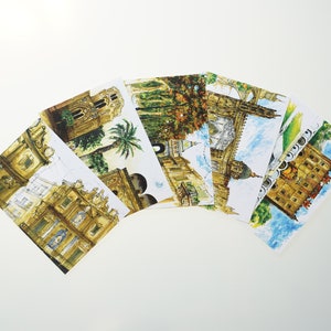 5er Postkartenset Sizilien | Quattro Canti-Souvenir I Kathedrale von Palermo I Porta Nuova-Plakat I Zisa-Aquarell I Martorana-Kirche