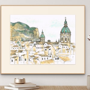 Poster A4 Palermo Città I Architettura paesaggio I Acquerello Sicilia I Stampa murale