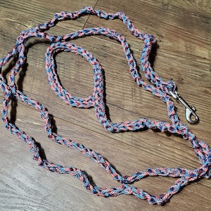 Paracord Small Pet Leash Red, White, and Blue
