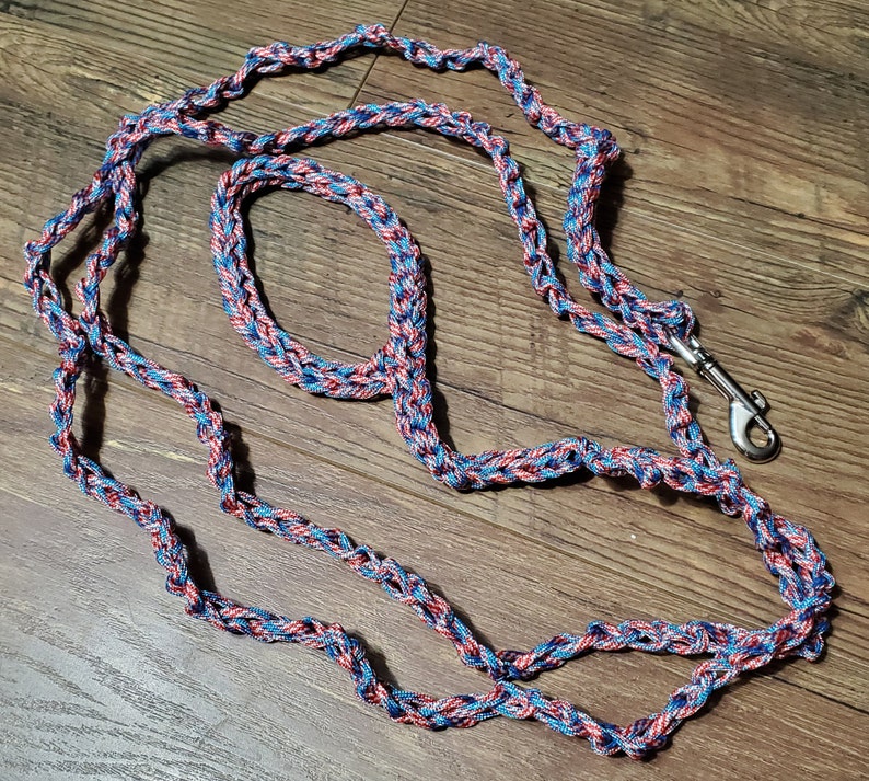 Paracord Small Pet Leash Red, White, and Blue