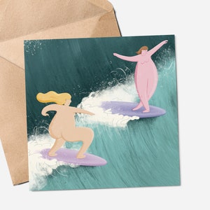 Surfer Girls Grußkarte - Freundschaft