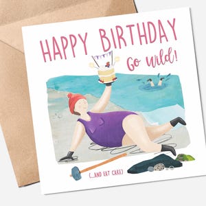 Buon compleanno Wild Swimming - Biglietto d'auguri - Umorismo femminile