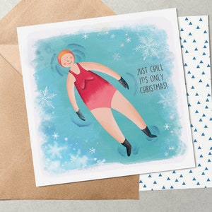 Wild Zwemmen Kerstkaart - Grappige Illustratie - Koud Water