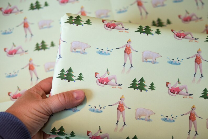 Wild Swimming Christmas Gift Wrap 3 sheets image 3