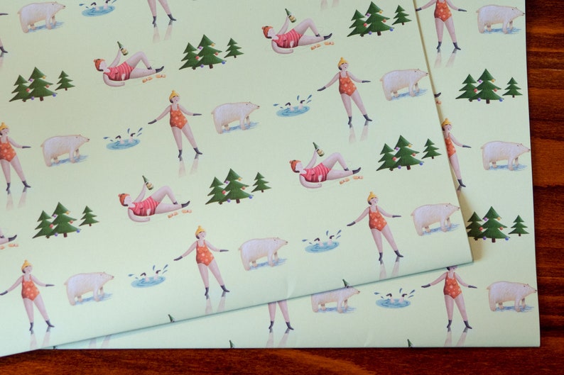 Wild Swimming Christmas Gift Wrap 3 sheets image 5