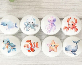 Sea Creature Knobs, Drawer Knobs, Sea Knobs, Ocean Knobs, Sea Creature Pulls, Fish Knobs, Fish Handles, Door Knobs, Drawer Handles,Kids Room