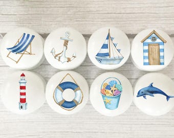Beach Drawer Knobs, Sea Knobs, Dresser Knobs, Beach Room Decor, Nautical Cabinet Knobs, Handles, Furniture Knobs, Beach Door Knobs, Gift