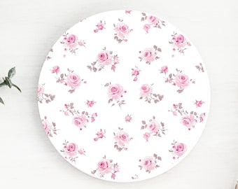 Floral Small Rose Ceramic Coaster: Drinks Coaster, Table Decor