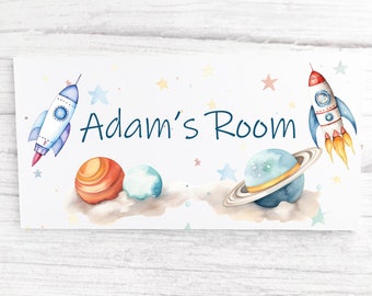 Space Door Sign, Space Plaque, Kids Plaque, Kids Sign, Personalised Sign, Personalised door plaque, Space Sign, Boys Room, Rocket, Planets.