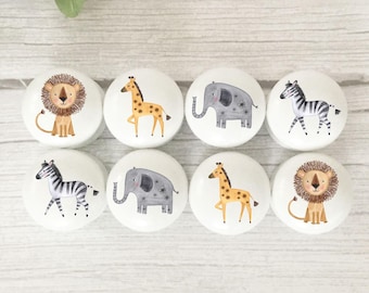 Jungle Animals Drawer Knobs, Drawer Knobs, Furniture Knobs, Door Knobs, Nursery Decor, Door Knobs, Safari, knobs, Kids Knobs, Handles.